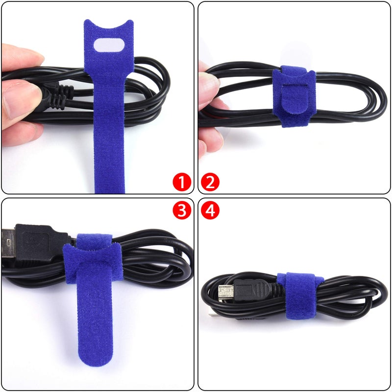 Wisdompro 50 Pack 4 Inches Hook and Loop Cable Ties, Self-gripping Fastening Cord Strap by Wisdompro - Reusable, Durable Functional Ties to Keep Your Home, Office, Workspace from Tangled Messes of Cords - Image 3